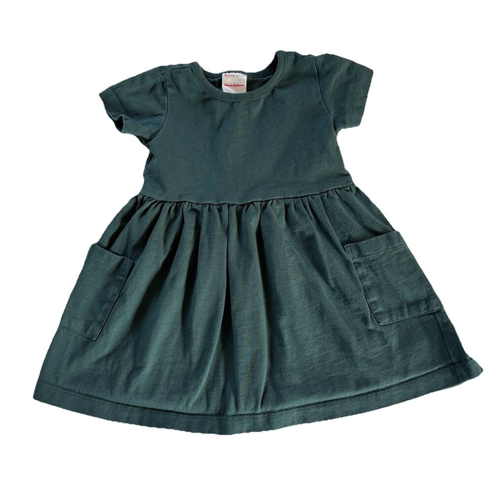 Hanna Andersson Baby Girls 18-24 Mo Green Playground Dress Short Sleeve Pockets